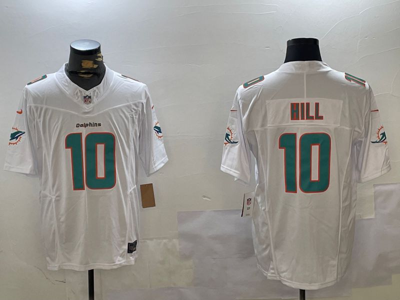 Men Miami Dolphins #10 Hill White Three generation 2024 Nike Limited NFL Jersey style 1